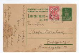 1946. YUGOSLAVIA,SERBIA,SMED. PALANKA,TITO STATIONERY CARD USED,POSTAGE DUE 5 DIN + 2 DIN - Postwaardestukken