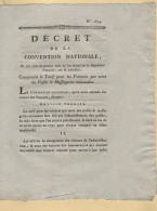 Decret De La Convention Nationale - 1793 - Concernant Le Tarif Pour Les Voitures Par Terre Des Postes Messageries - 1701-1800: Précurseurs XVIII