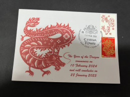10-2-2024 (3 X 47) Chinese New Year Of The Dragon 2024 - 年中國龍年新年 - 1 Cover With $ 1.20 Tag Stamp - Chinese New Year