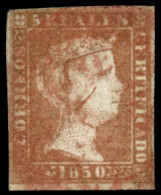 Ø 3. 5 Reales. Matasellos Rojo Muy Empastado. Márgenes Justos. Raro. - Used Stamps