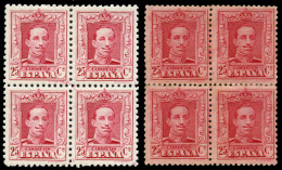 */** 317. Vaquer. 25 Cts. 2 Bloques De 4, Uno Papel Blanco Y El Otro Papel Rosado. Bien Centrado/centraje Aceptable. - Unused Stamps