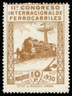 * 481N. Ferrocarriles. 10 Ptas. Numeración Ceros. Centraje Superior Justo. Invisible Señal De Fijasellos. - Neufs