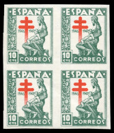 ** 1009s. Tuberculosos. 10 Cts. Bloque De 4 Sin Dentar. Cat. 34 €. - Unused Stamps