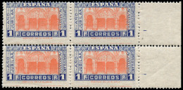 ** 835. Año Santo. 1 Pta. Bloque De 4 Con El Dentado Muy Desplazado. Cat. 232 €. - Errors & Oddities