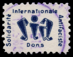 Francia. SIA.  Solidarité Internacionale Antifasciste. Dons. Sin Valor Facial. Color Azul. Allepuz Nº 1321. - Spanish Civil War Labels