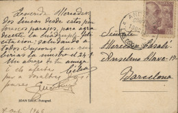 1946. Tarjeta Postal Circulada De Escaldes A Barcelona. Franqueo Español  Ø 923. Fechador "Andorra/Correos/Las Escaldes/ - Storia Postale