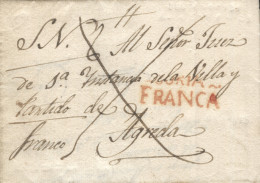 D.P. 3. 1841(24 JUN). Carta De La Ventosa De San Pedro (Soria) A Ágreda. Manuscrito 'FRANCO', Aspa De Tinta Y Marca "SOR - ...-1850 Prephilately