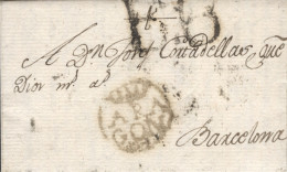 D.P. 4. 1797. Carta De La Almunia De Doña Godina A Barcelona. Muy Nítida. Marca 1N. Porteo "B.6". Preciosa Y Muy Rara. - ...-1850 Prephilately