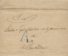 D.P. 9. 1849. Segunda Guerra Carlista. Carta De Tresviso Al Jefe Político De La Provincia De Santander. Marca "LIEV.A/PO - ...-1850 Prefilatelia