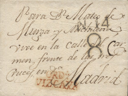 D.P. 11. 1825 (11 NOV). Carta De Llanteno A Madrid. Marca De Orduña Nº 4R. Preciosa. - ...-1850 Prefilatelia