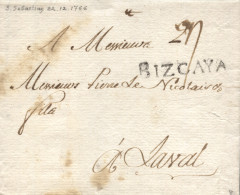 D.P. 11. 1766 (22 DIC). Carta De San Sebastián A Laval (Francia). Marca Nº 7N. Preciosa Y Rara. - ...-1850 Prephilately