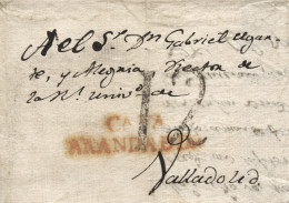 D.P. 14. Carta Sin Fechar A Valladolid. Marca De Aranda De Duero Nº 3R. Rarísima. - ...-1850 Prephilately