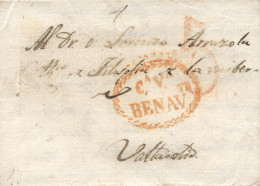 D.P. 14. 1830 (29 OCT). Carta De Benavente A Valladolid. Marca Nº 6R. Muy Rara. - ...-1850 Prephilately