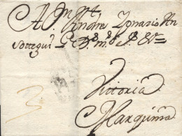 D.P. 14. 1742 (28 SEP). Carta De Valladolid A Marquina (Vitoria). Marca Nº 4N Muy Débil. Rarísima. - ...-1850 Préphilatélie