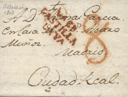 D.P. 14. 1807 (2 ABR). Carta De Villacastín A Ciudad Real. Marca Nº 2R. Preciosa Y Rara. - ...-1850 Prephilately