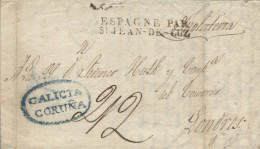 D.P. 16. 1830. Carta De La Coruña A Londres. Marca Nº 10A Y Entrada A Francia. Bonita. - ...-1850 Prefilatelia
