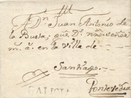 D.P. 16. 1769 (20 JUN). Carta De Melón A Santiago. Marca De Orense Nº 2N. Rarísima. - ...-1850 Préphilatélie