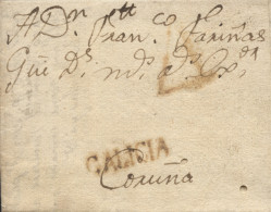 D.P. 16. 1782 (26 OCT). Carta De Vigo A Coruña. Marca Desconocida. - ...-1850 Préphilatélie