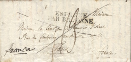 D.P. 18. 1823. Carta De Minaya (Albacete) A París. Manuscrito "franca" Por Carecer Esta Localidad De Marca Postal De Fra - ...-1850 Prephilately