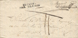 D.P. 19. 1823 (19 JUN). Carta De Segorbe (Castellón) A Angers (Francia). Manuscrito "Franca", "Franca Magdalena" Y Rúbri - ...-1850 Prephilately