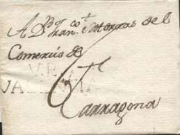 D.P. 19. 1797 (18 FEB). Carta De Almassora A Tarragona. Marca De Villareal Nº 2N (débilmente Estampada). Rarísima. - ...-1850 Prephilately