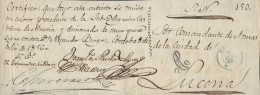 D.P. 24. 1856. Frontal De Plica Con Marca Nº 14N De Córdoba. Fecha Inédita. Rarísima. - ...-1850 Prephilately