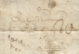 D.P. 24. 1781 (24 SEP). Carta De Málaga A Adge (Francia). Marca Nº 1N De Vélez Málaga. Rarísima. - ...-1850 Prefilatelia