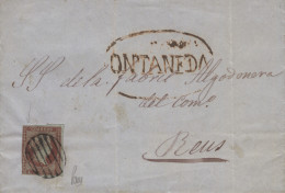 Ø 40 En Carta De Vega De Pas A Reus, El 16/4/1855. Marca "ONTANEDA". Ex Colección Graus. - Covers & Documents