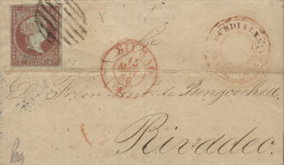 Ø 40 En Envuelta A Ribadeo. Marca Prefilatélica De Castro Urdiales Y Fechador Bilbao 15/5/1856. Rara. Ex Colección Graus - Lettres & Documents