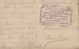 1914. Tarjeta Circulada De Esparraguera A Barcelona. Marca Del Recadero "José Closas Recadero". Interesante Y Rara. - Covers & Documents