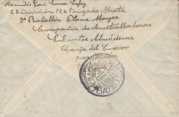 Carta Circulada Desde El Frente De Aragón A Barcelona, El 1/6/37. Al Dorso Marca "División Durruti / Batallón Francisco  - Republicans Censor Marks