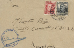 Frontal Con La Marca "Exercit Popular De Catalunya - 3ª Divisió". Fechador De Torredonjimeno (Jaén), El 15/10/1937. Rara - Republicans Censor Marks