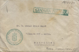 Carta Circulada Desde Tafalla (División Navarra) A Barcelona, El 11/IX/39. Marca De Censura De Las Tropas Carlistas. Inc - Bolli Di Censura Repubblicana