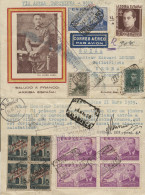 Ø 817, 841, 882 (4), 884, Viñeta De 5 Cts. De José Antonio Y Ayto. 22 (4). 1939. Tarjeta Postal Patriótica Ilustrada Con - Republicans Censor Marks