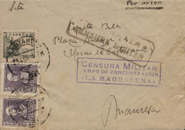 Carta Circulada Del Campo De Concentración De La Magdalena (Santander) A Manresa, El 25/4/39. Incluye Texto. Marca De Ce - Bolli Di Censura Repubblicana