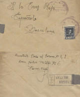 Carta Circulada Desde El Frente Al Comité De La Cruz Roja De Barcelona, El 3/10/1938. Marca Y Banda De Censura. Muy Rara - Republikeinse Censuur