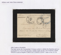 INDOCHINA. Campaña 1896/1901. 6 Cartas Montadas En Hojas De Exposición, Textos En Inglés. Muy Interesante E Inusual Conj - Storia Postale