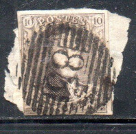 BELGIQUE BELGIE BELGIO BELGIUM 1849 1854 KING LEOPOLD ROI 10c USED OBLITERE' USATO - 1849-1865 Medallones (Otros)