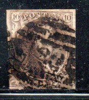 BELGIQUE BELGIE BELGIO BELGIUM 1849 1854 KING LEOPOLD ROI 10c USED OBLITERE' USATO - 1849-1865 Medaglioni (Varie)