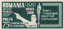 ROUMANIE - 1960 - JEUX OLYMPIQUES DE ROME - 75 B BLEU - SURCHARGE CAMPIONATUI EUROPEI ATLOSTISM BELGRAD - NON DENTELE - Nuovi