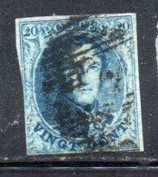 BELGIQUE BELGIE BELGIO BELGIUM 1849 1854 KING LEOPOLD ROI 20c USED OBLITERE' USATO - 1849-1865 Medaillen (Sonstige)