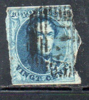 BELGIQUE BELGIE BELGIO BELGIUM 1849 1854 KING LEOPOLD ROI 20c USED OBLITERE' USATO - 1849-1865 Medallones (Otros)