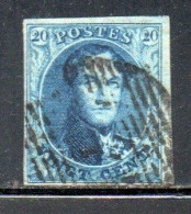 BELGIQUE BELGIE BELGIO BELGIUM 1849 1854 KING LEOPOLD ROI 20c USED OBLITERE' USATO - 1849-1865 Medallones (Otros)