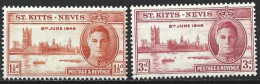 St. Kitts-Nevis 1946. Scott #91-92 (MH) King George VI And Parliament Buildings, London  *Complete Set* - St.Christopher, Nevis En Anguilla (...-1980)