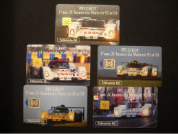 7695  5 Télécartes  1er 24 H DU MANS 92 Et 93 PEUGEOT 905  Collection 1 ESSO  ( 2.scans)  Carte Téléphonique - Coches