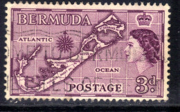 Bermuda 1953 - 62 QE2 3d Map Of Bermuda Used SG 140a ( L370 ) - Bermudes