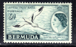 Bermuda 1953  QE2 6d Tropic Bird Royal Visit Umm SG 151 (M1260 ) - Bermuda