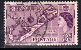 Bermuda 1953 - 62 QE2 3d Map Of Bermuda Used SG 140a ( K1425 ) - Bermuda