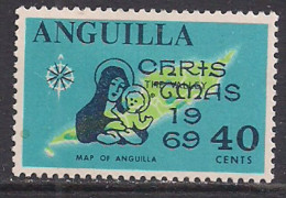 Anguilla 1969 QE2 40ct Christmas Map Of Island Ovpt MM SG 66 ( B656 ) - San Cristóbal Y Nieves - Anguilla (...-1980)