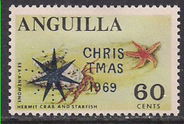 Anguilla 1969 QE2 60ct Christmas Crab & Starfish Ovpt MM SG 67 ( B678 ) - St.Christopher-Nevis & Anguilla (...-1980)